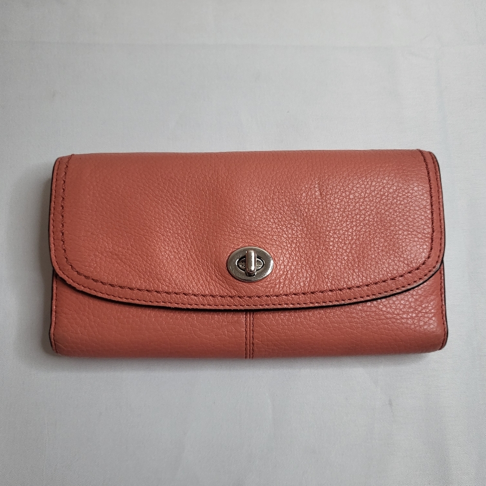 Coach wallet with checkbook cover - coral